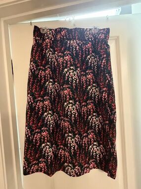 NWT J. Crew Factory Black Floral Pencil Skirt with Pink Blooms